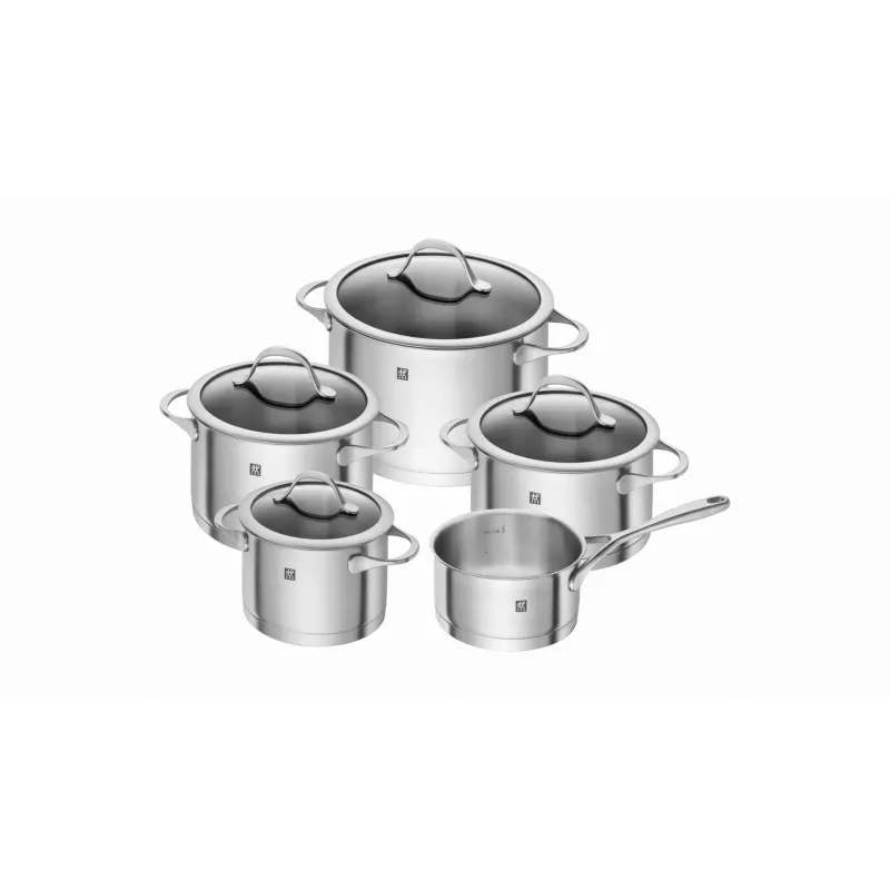 ZWILLING Essence set de 5 piezas de menaje de acero inoxidable con tapas de cristal
