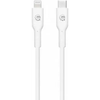 Cable Manhattan USB-C a Lightning, Carga y Sincronización, 1m, Blanco, Para Apple iPhone/iPad/iPod, Conector macho a conector macho, Certificado MFi (Programa de licencia de Apple), 480 Mbit/s (USB 2.0), Hi-Speed USB, Garantía de por vida