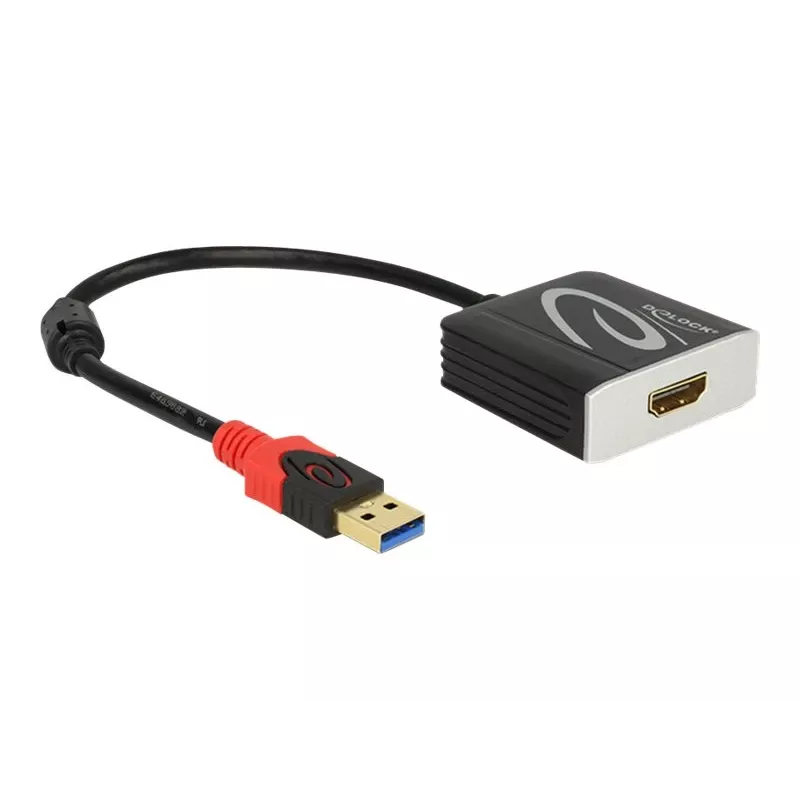 Adaptador de cable de vídeo DeLOCK 62736 USB Type-A a HDMI 0,2 m Negro