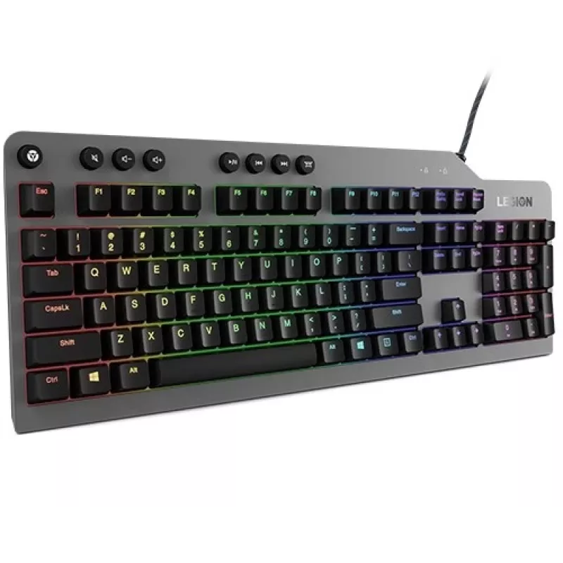 Teclado mecánico gaming Lenovo Legion K500 – tamaño completo 104 teclas USB, QWERTY US English, retroiluminación RGB, gris/negro