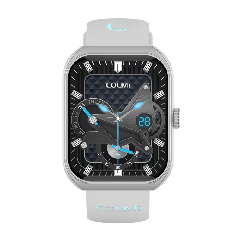 Smartwatch Colmi P86 plateado con Bluetooth y medidor de frecuencia cardíaca, carcasa plateada