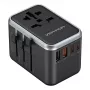Vention adaptador de viaje y cargador GaN de 65 W, 2x USB-A 2x USB-C, negro