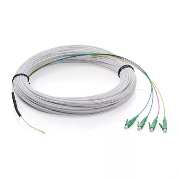Cable drop FTTH DIGITUS monomodo, 4 fibras con 4 conectores LC/APC, 30 m