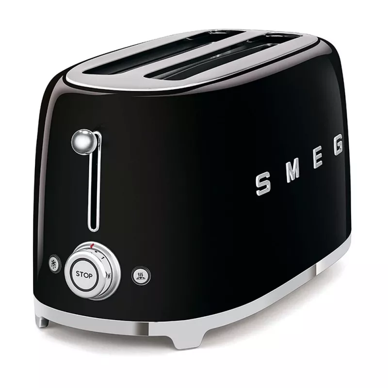 Smeg - Tostadora TSF02 4 rebanadas - negro/lacado/AnxAlxPr 41x20,8x21,5 cm/6 niveles de tostado/1500W