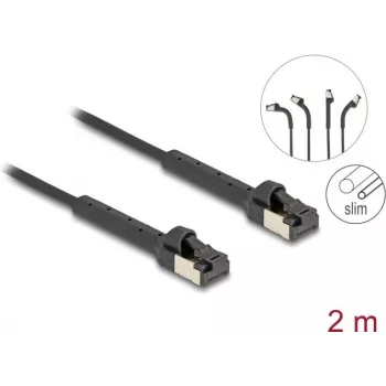 Cable de red DeLOCK RJ45 slim Cat.6A U/FTP 2 m negro