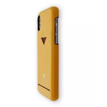 Funda con compartimento para tarjetas VixFox para iPhone XR, amarillo mostaza, funda protectora fina con compartimento para tarjetas