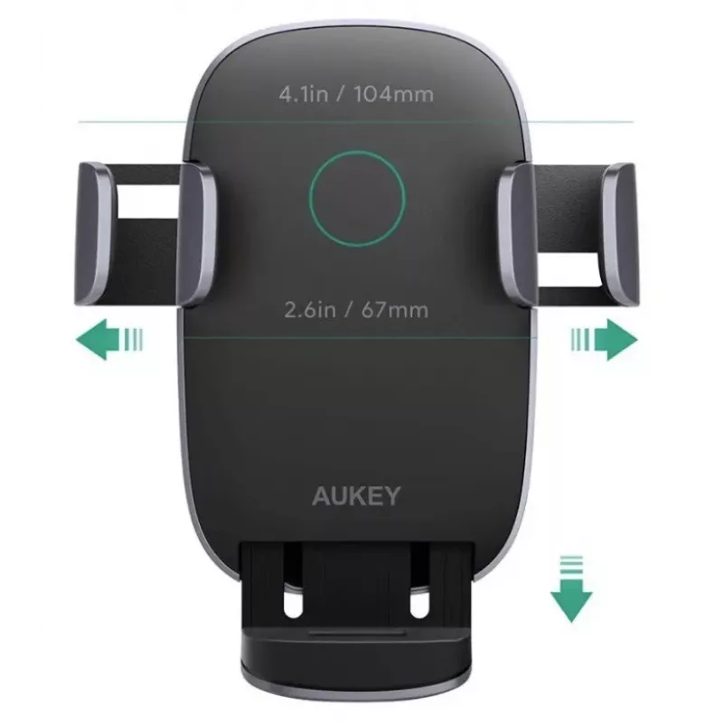 Soporte de carga inalámbrica para coche Aukey HD-C52 — soporte para coche compatible con Qi con ángulo ajustable y función de carga inalámbrica