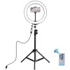 Anillo de luz LED 26 cm con trípode hasta 1,1 m y soporte para móvil, USB