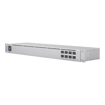Switch de red gestionado L2 UBIQUITI USW-Aggregation — 8 ranuras SFP+, soporte 10G, sin ventilador, rack 1U, plateado