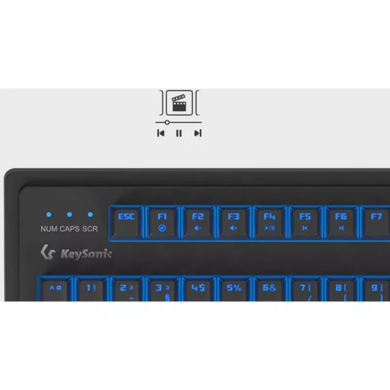 Teclado mecánico con cable de tamaño completo KeySonic KSK-8202ELU-T (DE) — USB, distribución alemana, negro