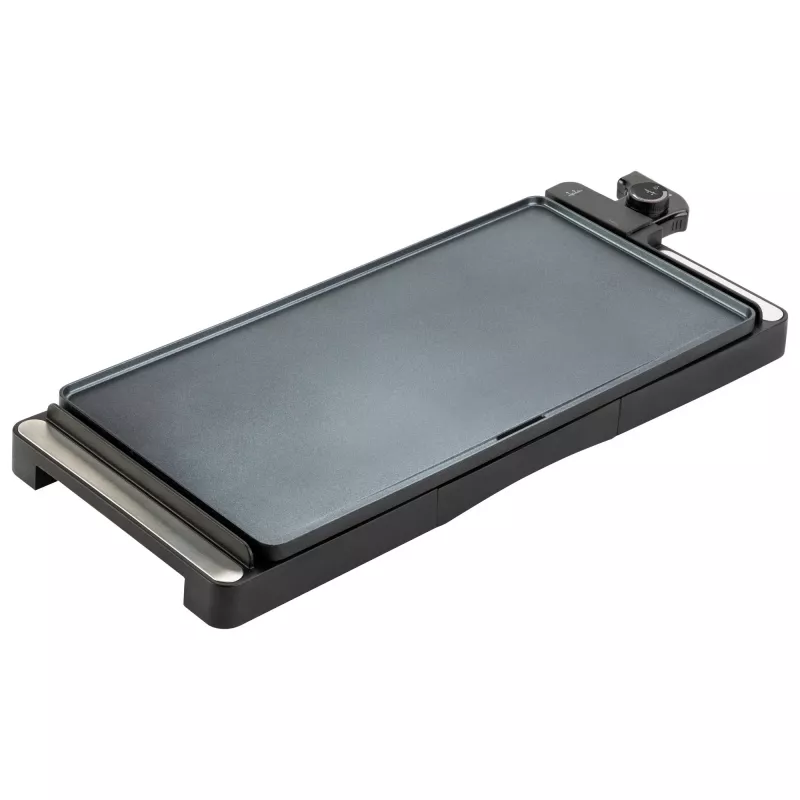 Parrilla de contacto Jata JEGR1245 — 2200 W, control giratorio, rectangular 655×255 mm, negro/plata