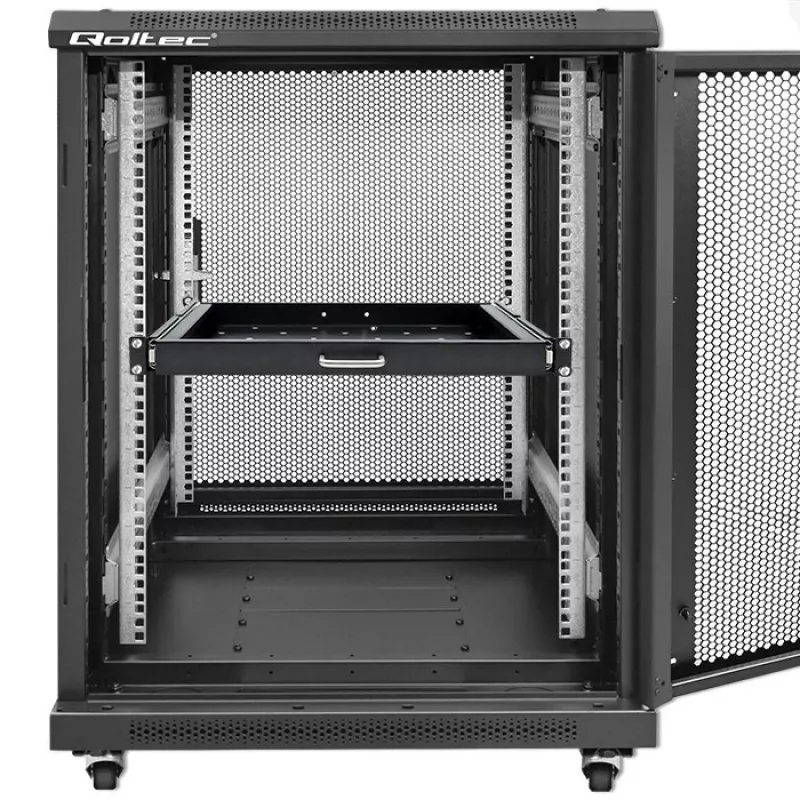 Qoltec 54509 bandeja deslizante de acero para rack, 600x600, negro