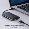 AUKEY CB-C71 hub USB-C 8 en 1, 3x USB-A 3.0, HDMI 4K@30Hz, Gigabit RJ45, SD/microSD, USB-C PD 100 W, cable de 0,15 m, aluminio, negro