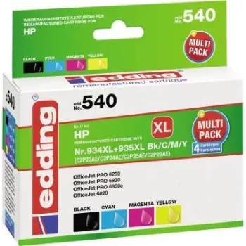 Edding EDD-540 – compatible – tinta pigmentada – negro – cian – magenta – amarillo – HP – multipack – OfficeJet PRO 6230 – 6830 – 6830c (18-540)