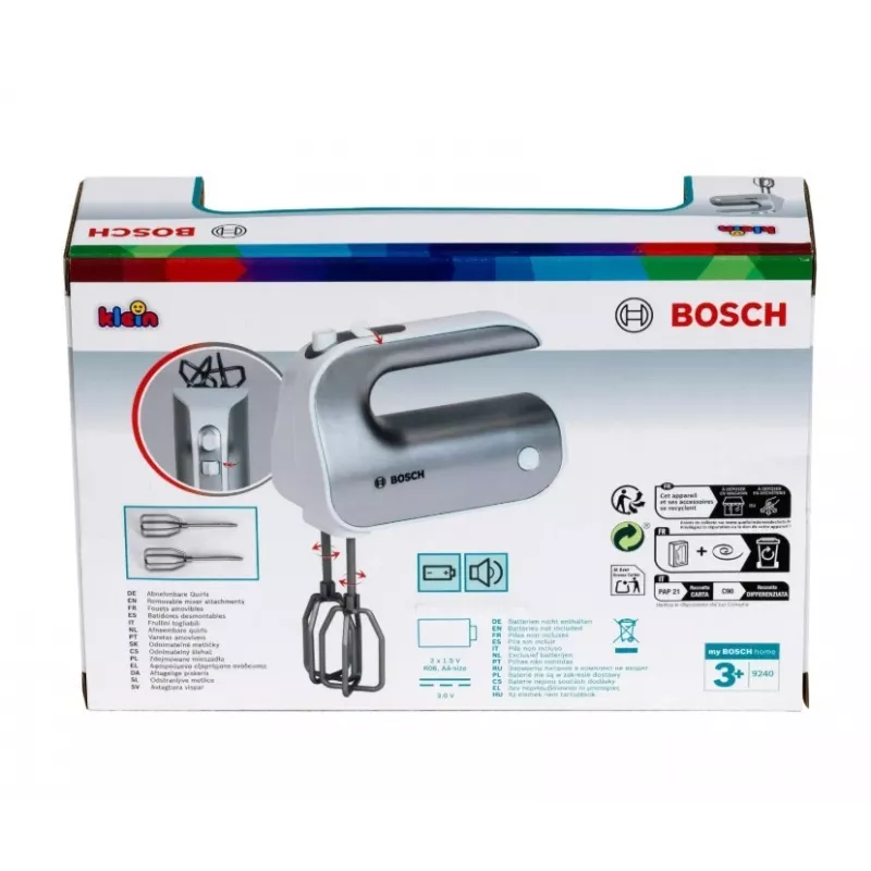 Batidora de cocina de juguete KLEIN Mixer Bosch 9240 plateada — juguete, tamaño manejable para niños