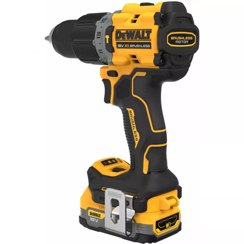 DeWALT DCD805E2T-QW taladro percutor a batería, 18 V, 2x POWERSTACK Li-Ion 1,7 Ah, 90 Nm, 2000 rpm, 34.000 golpes/min, portabrocas de apertura rápida, maletín T STAK, 1,34 kg, amarillo/negro
