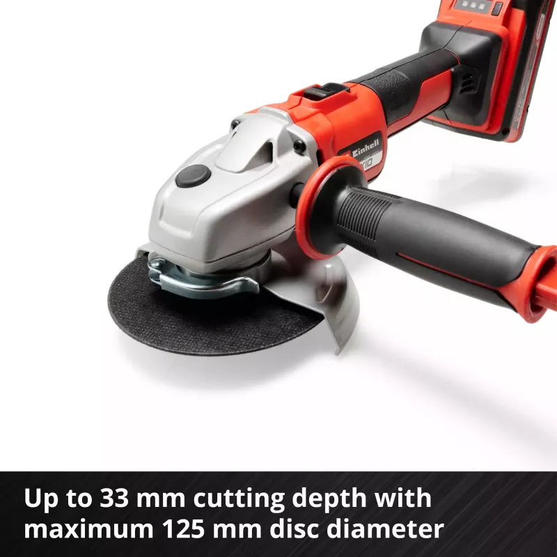 Amoladora angular inalámbrica profesional AXXIO, 18 voltios (rojo/negro, sin batería ni cargador)