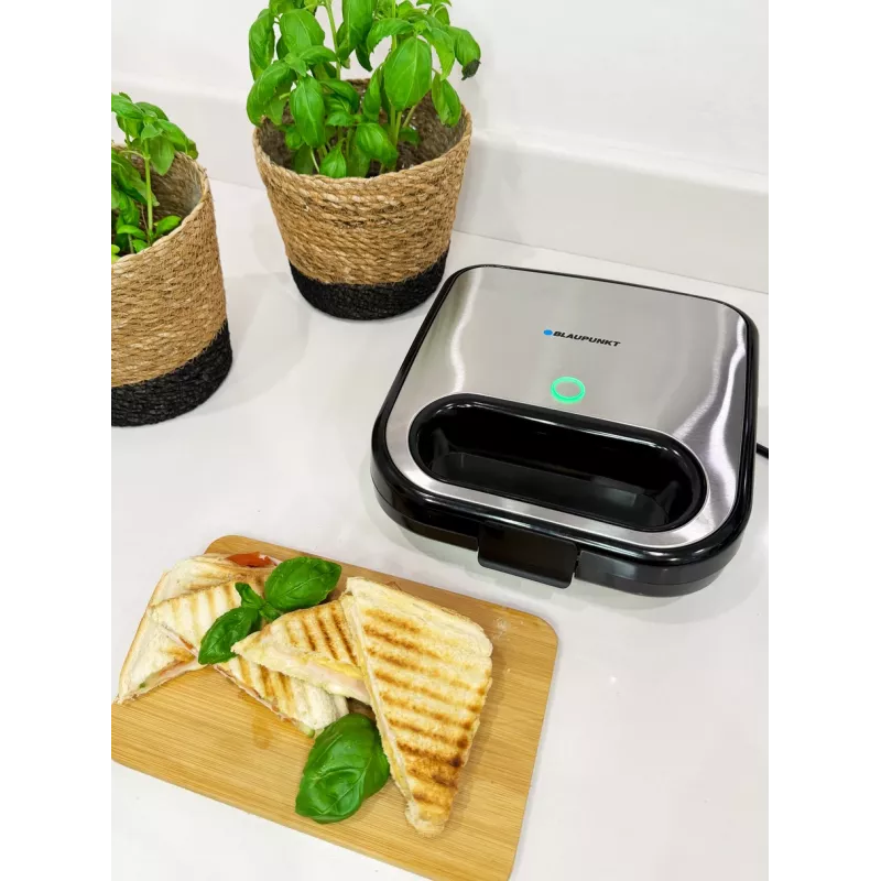 Tostadora BLAUPUNKT SMS501 — Sandwichera/parrilla, 750 W, placas antiadherentes, compacta en Negro