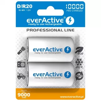 Batería recargable everActive EVHRL20-10000 D NiMH 1,2 V 2 uds.