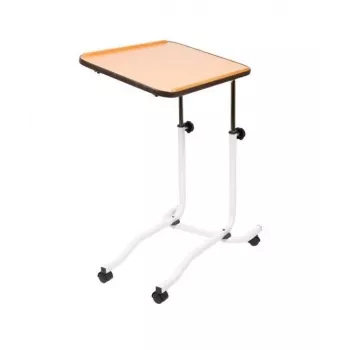 Mesa de noche Mobilex BRAK diseño compacto con espacio de almacenamiento, tablero rectangular, 4 ruedas con freno, altura 61–87 cm, 540×410 mm