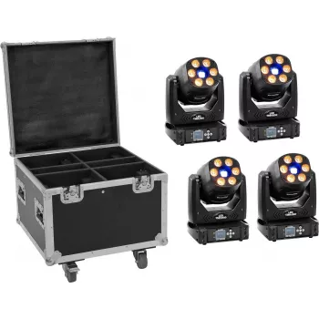 Juego LED EUROLITE 4x TMH-H90 con maleta con ruedas – juego de iluminación portátil
