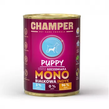 CHAMPER cachorro monoproteico pavo - alimento húmedo para perros - 400 g