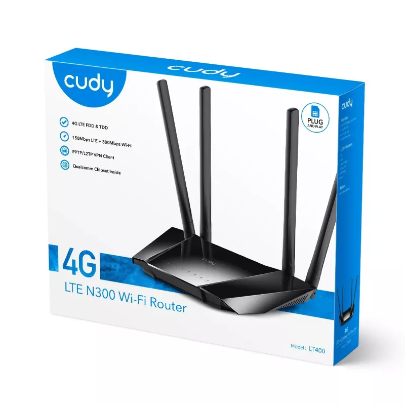 Router inalámbrico Cudy LT400 Fast Ethernet banda única (2.4 GHz) 4G negro
