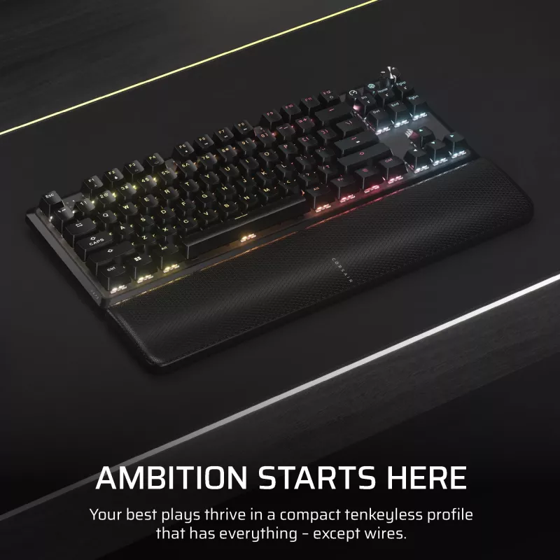 Teclado Corsair K70 CORE TKL Gaming USB + RF Wireless + Bluetooth QWERTZ alemán negro