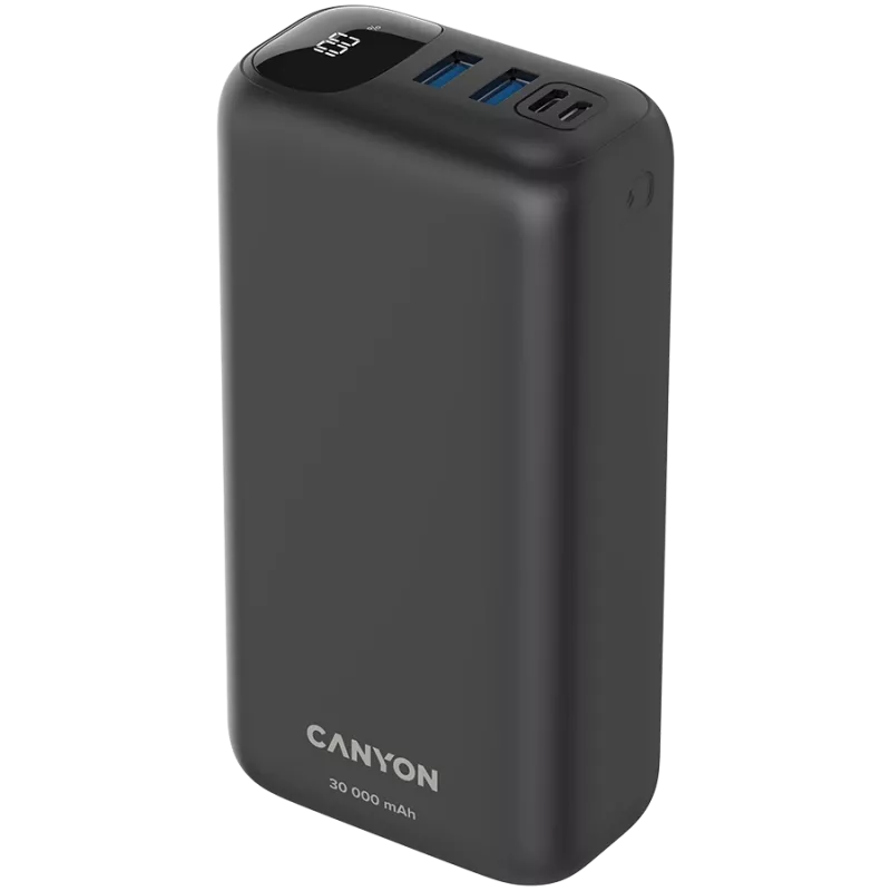 Canyon Batería externa PB-301 30000 mAh PD/QC/Pantalla negra venta al por menor