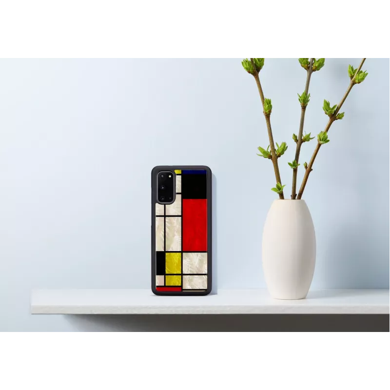Funda protectora iKins para Samsung Galaxy S20, negra diseño Mondrian
