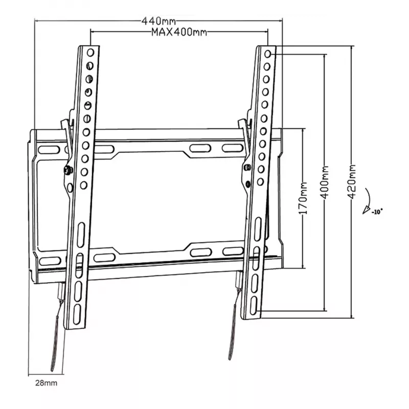 Soporte de pared para TV Maclean MC-412 32 -70 VESA 400x400 45kg inclinable universal ajustable nivel y accesorios de montaje