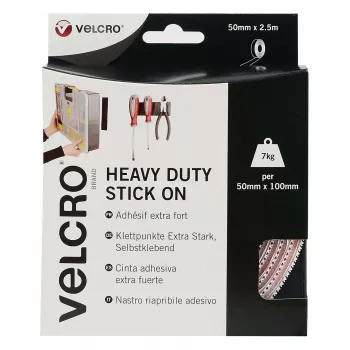 VELCRO Cinta de velcro extra fuerte autoadhesiva, gancho y bucle 50mm x 2,5m blanco