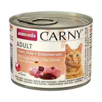 ANIMONDA Carny Adult Pollo, Corazones de Pavo y Pato - Comida húmeda para gatos - 200 g