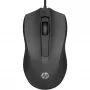 HP Ratón con cable 105, ambidiestro, óptico, USB Type-A, 1600 DPI, negro
