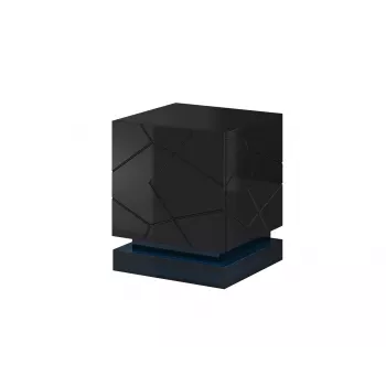 Set de mesitas de noche 2 uds. Cama QIU, MDF, negro brillo, 46×41,5×53 cm