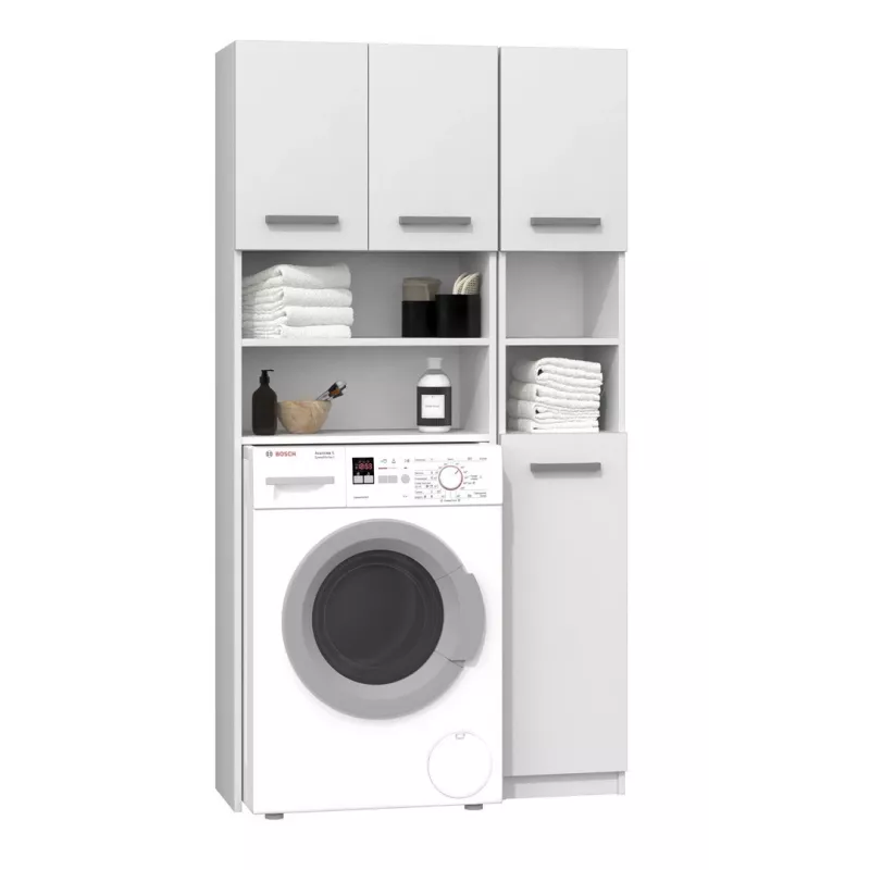 Armario de baño Top e shop ZESTAW MARPOL BIEL — de pie, estructura blanca, 10 estantes