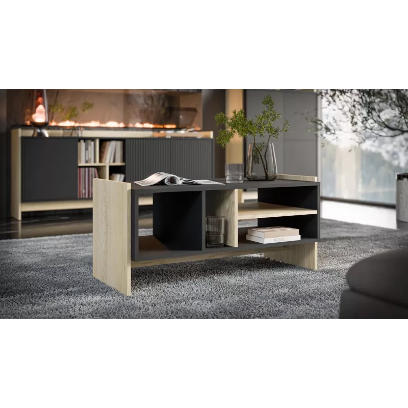 Banco/mesa Cama PORTO 100x50x46 roble/negro
