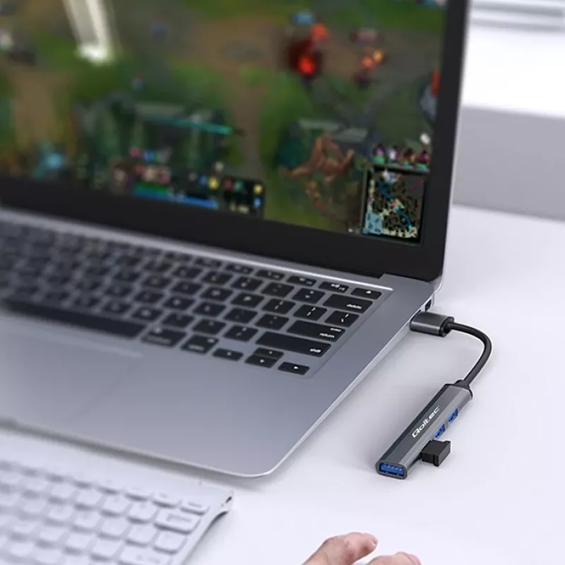 Hub USB QOLTEC 53793 — entrada USB 3.0, 3 conectores USB 2.0
