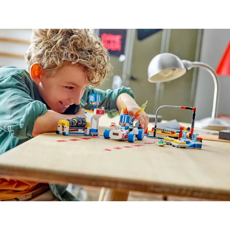 Juguete de construcción Set LEGO 72035 Super Mario Mario Kart Taller de Toad, niveles interactivos y figuras