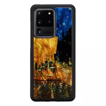 Funda para móvil iKins para Samsung Galaxy S20 Ultra — negra, modelo 'Cafe Terrace'