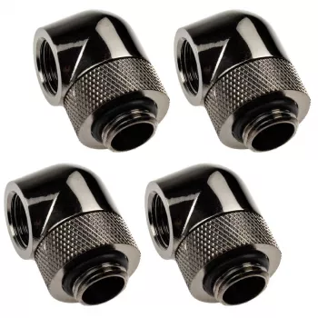 Adaptador XSPC 90° G1/4 macho a G1/4 hembra, giratorio, negro cromo, pack de 4