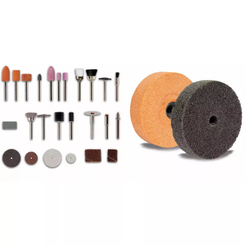 Lijadora de mesa TC-XG 75 Kit (rojo/negro, 150 vatios, amplio set de accesorios para trabajos de pulido y lijado)