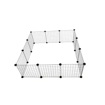 Parque para perros C&C Modular 145×75×37 cm — jaula para mascotas de interior/exterior, construcción modular de paneles, negro