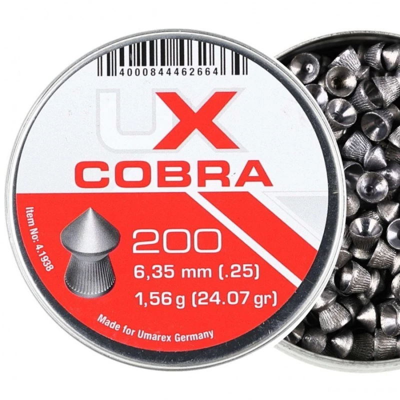 Umarex Cobra Pointed Ribbed 121-258 balines para armas de aire comprimido 6,35 mm, 200 uds.