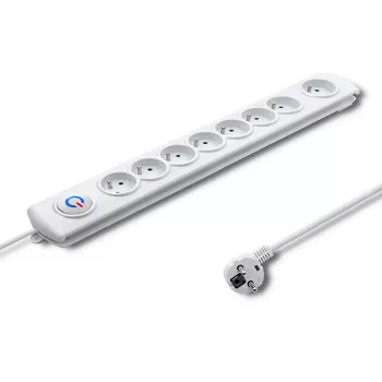 Protector contra sobretensiones Qoltec 50293 Blanco 8 tomas AC 230 V
