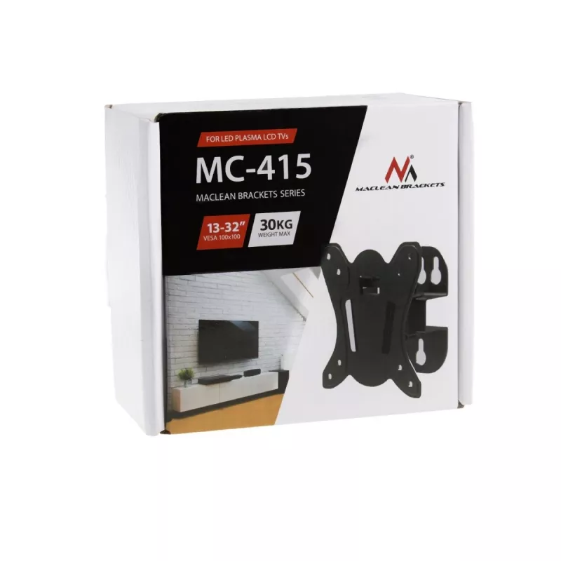 Soporte de pared para TV MACLEAN MC-415 para pantallas de 13–32 pulgadas, VESA 100×100, capacidad de carga 30 kg