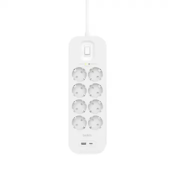 SurgePlus 8x schuko 1xUSB-A 1xUSB-C 900J 2 m