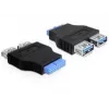 Adaptador Delock USB 3.0 pin header hembra > 2 x USB 3.0 hembra - uno junto a otro (65324)