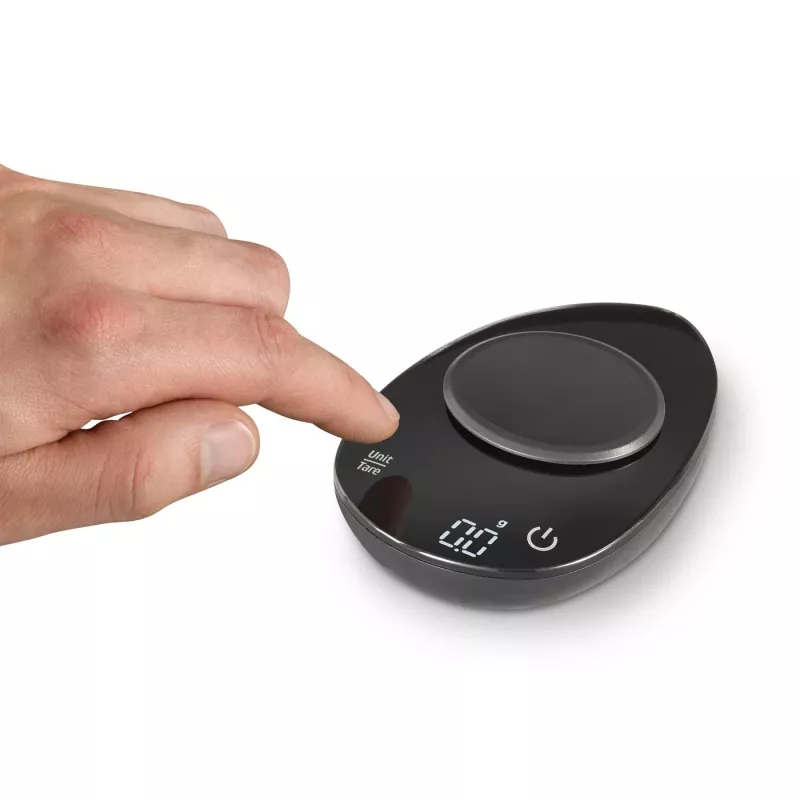 Báscula de cocina Caso FinoCompact 03201 — 0,5 kg de capacidad, división de 1 g, indicador LED, acero inoxidable/negro