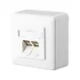 BTR Toma de datos E-DAT C6A, Cat.6A, 2 tomas, superficie, blanco puro RAL 9010 Para conectar 2 PCs (130C380002-I)